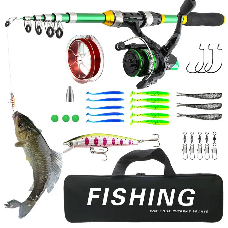 

Fishing Rod And Reel Combo Fishing Pole And Reel Combo Travel Fishing Rod With Hooks Carrier Bag Fishing Gear Set For Beginner