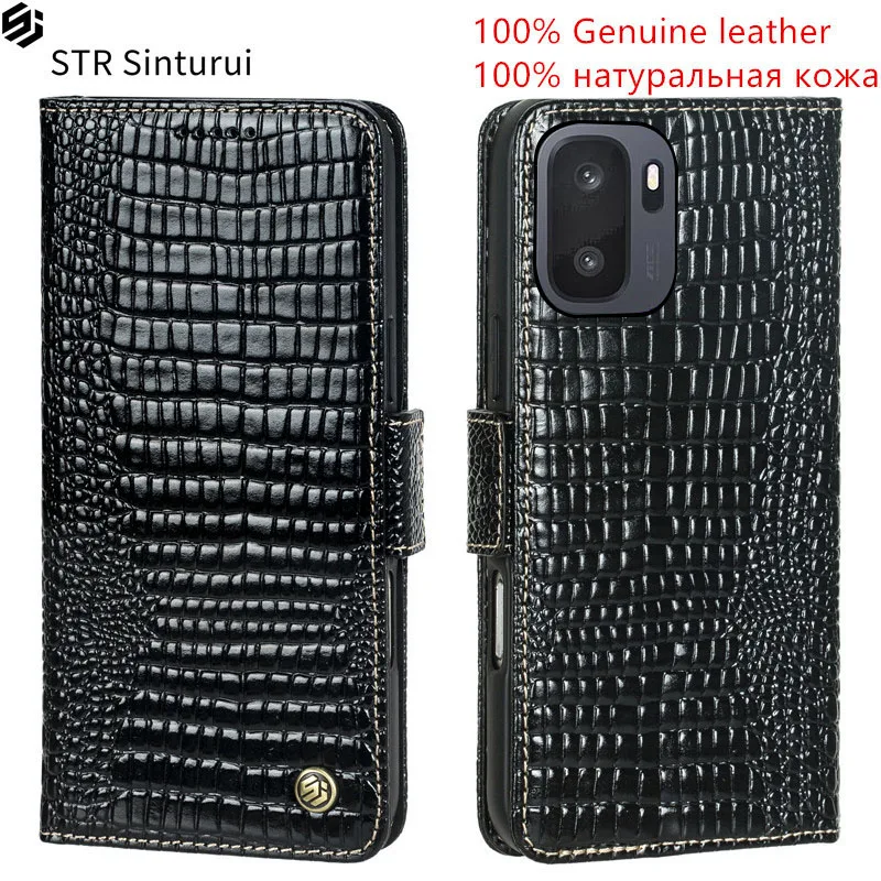 

STR 100% Genuine lizard grain leather card Slot Wallet Cover For OnePlus Ace 6 Ultra Magnetic skin Flip shockproof phone Case