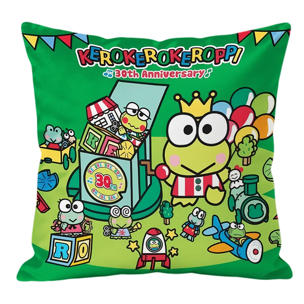 Keroppi Double Sided Print Decorative Cushion Cover 45x45 30x30 for Sofa Bedroom Home Decor Room Stuff Y2K Kawaii Room Decor