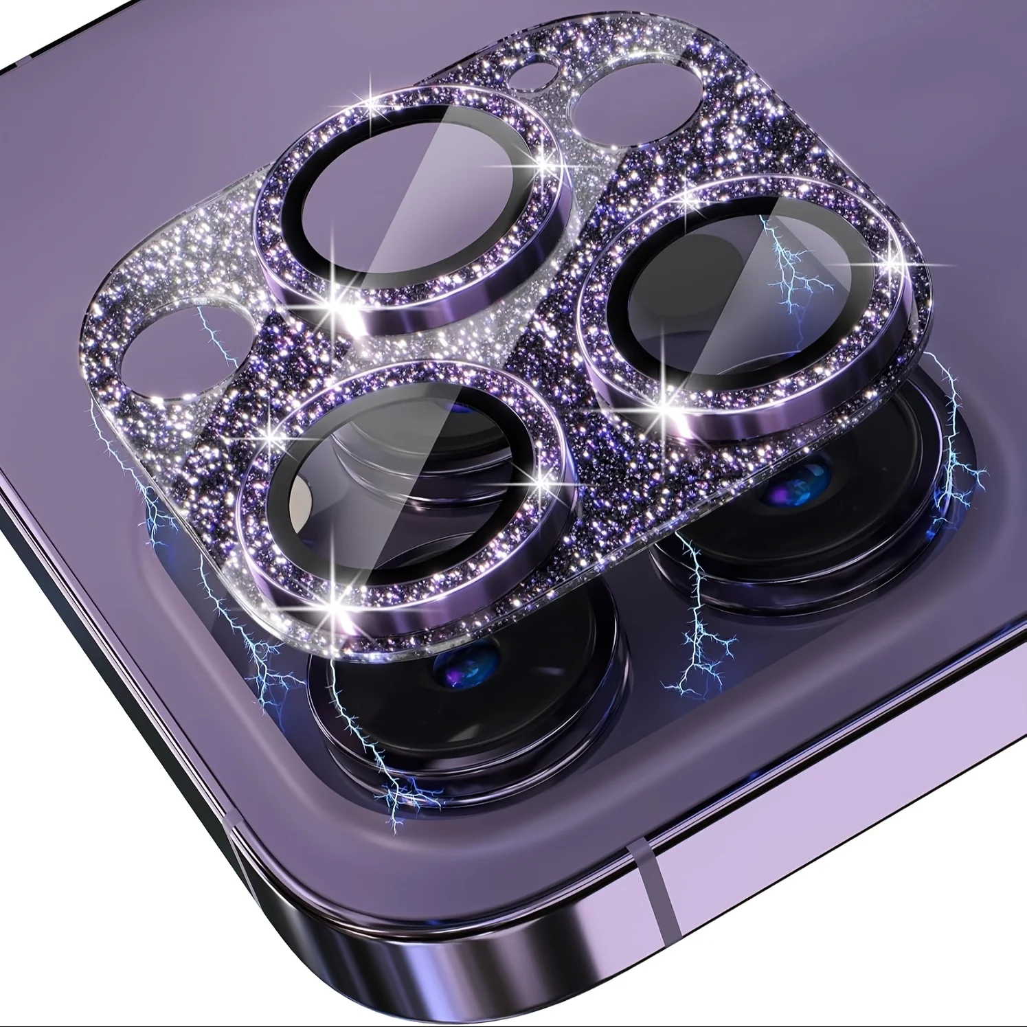 قطعة واحدة من واقي عدسة الكاميرا باللون الأرجواني اللامع لهاتف iPhone 16/15/14/Plus/Pro/Pro Max، زجاج مقسى صلابة 9H، خدوش،