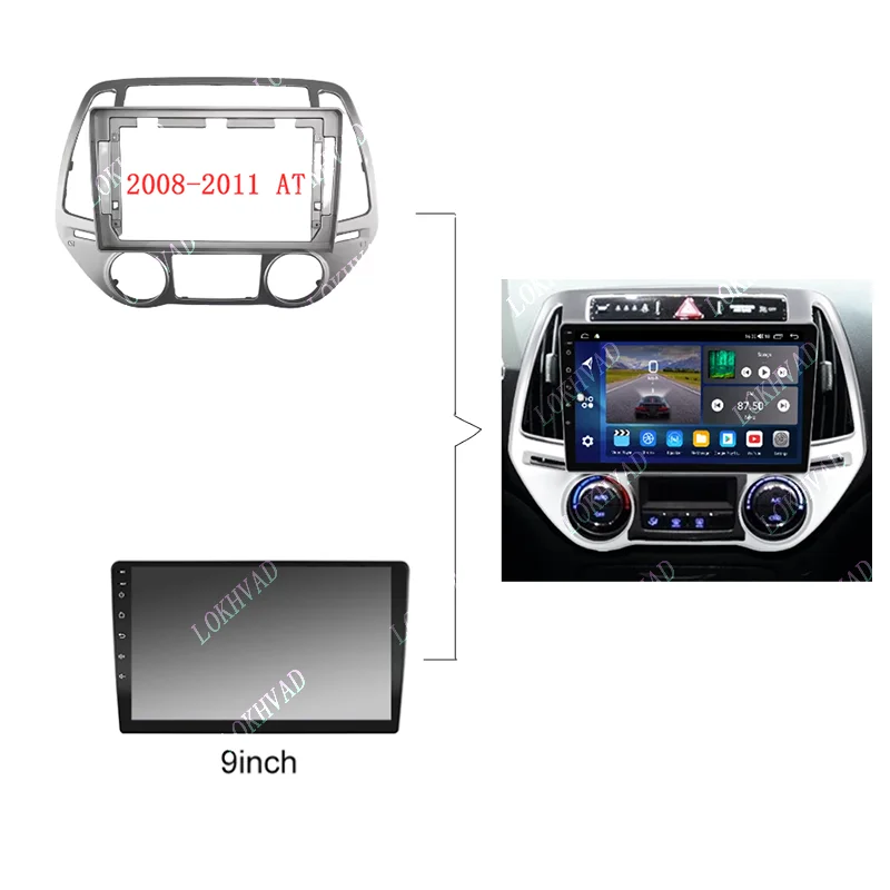 9 Inch Car Fascia Radio Panel for HYUNDAI i20 i-20 2012-2014 Dash Kit Install Facia Console Bezel Adapter Trim Plate