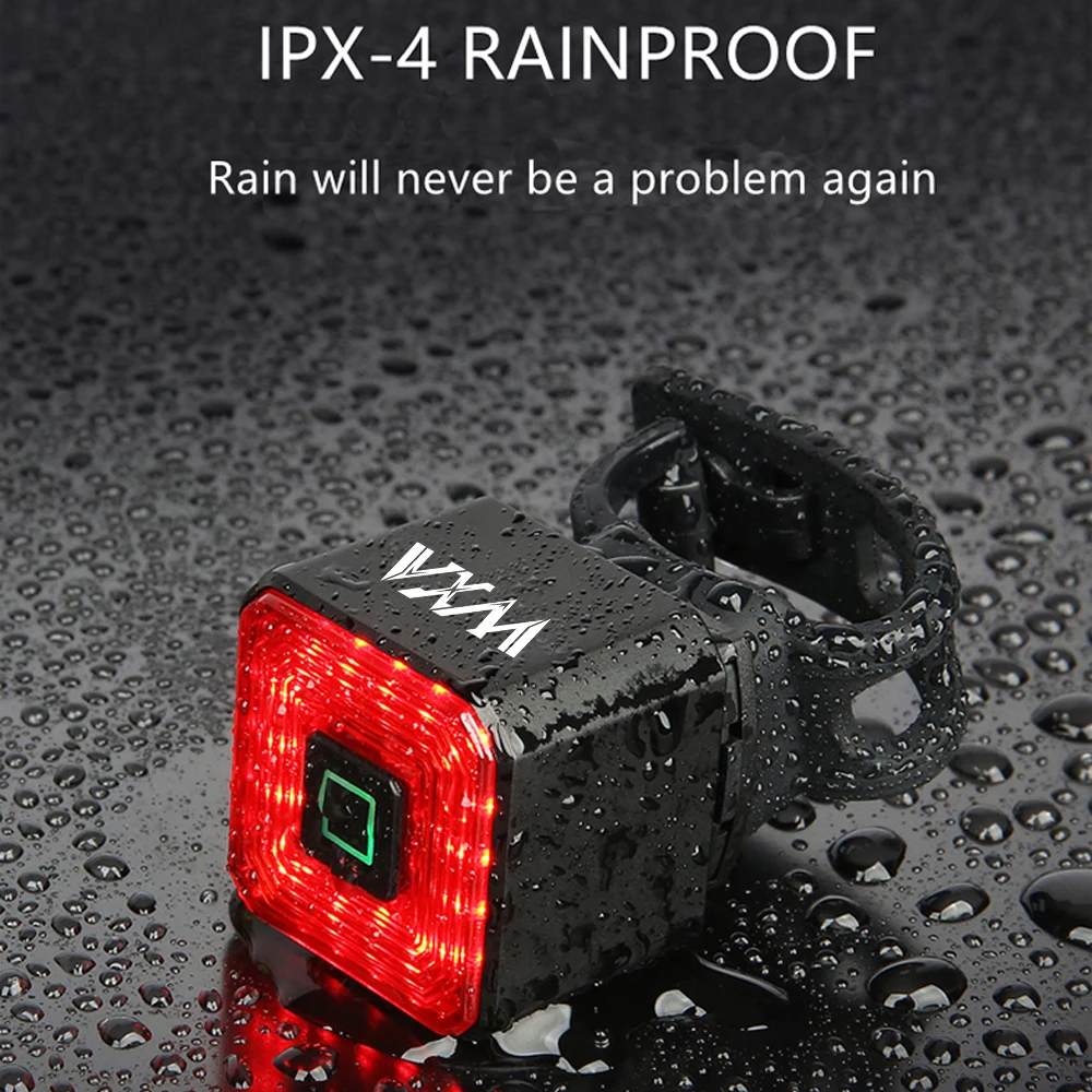 

VXM Smart Brake Велосипедный задний фонарь MTB Дорожный подседельный штырь Седло велосипеда Светодиодный задний фонарь Type-C Водонепроницаемый USB-зарядка Велосипедный задний фонарь