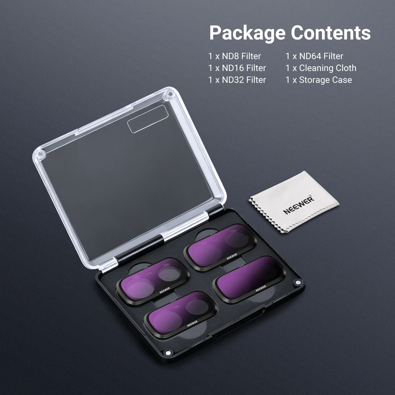 NEEWER ND-Filter-Set für Insta360 Luna Ultra, ND8 + ND16 + ND32 + ND64 HD Neutraldichte-Filter-Kit für Gimbal-Actionkameras – Detail 8
