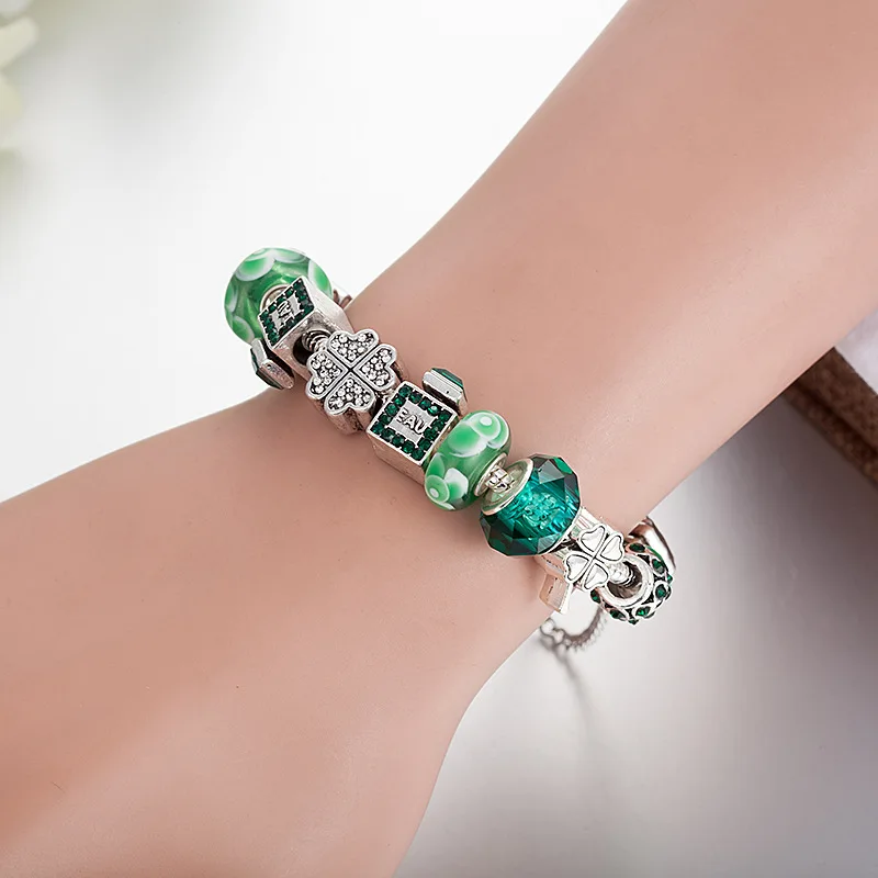 New DIY Four leaf Grass Set Diamond perfume Bottle Large Hole Beaded Bracelet in Spring 2025 Valentine's Day February 14