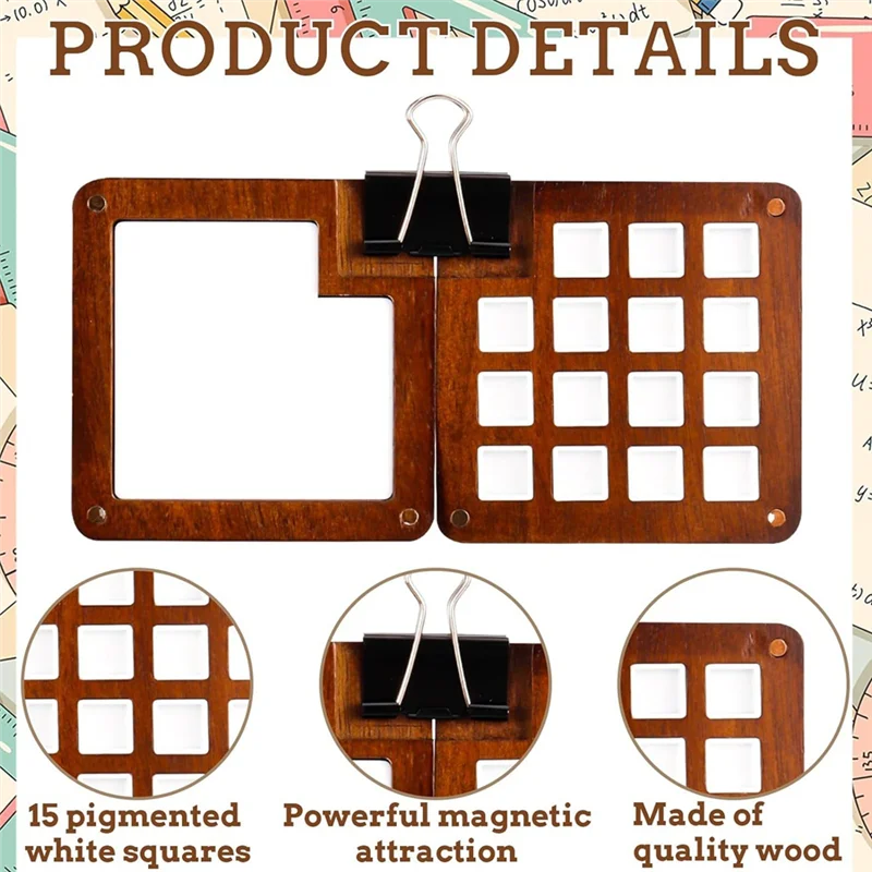 9-Piece Watercolor Palette Set, Wooden Watercolor Paint Dispensing Box With Clip For Artists Painters Students