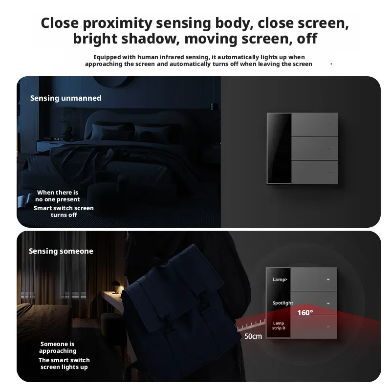 Tuya App Intelligent Control Switch Zigbee Intelligent Screen Display Switch Custom Button Copy Zero Flame Version Ac100-240v