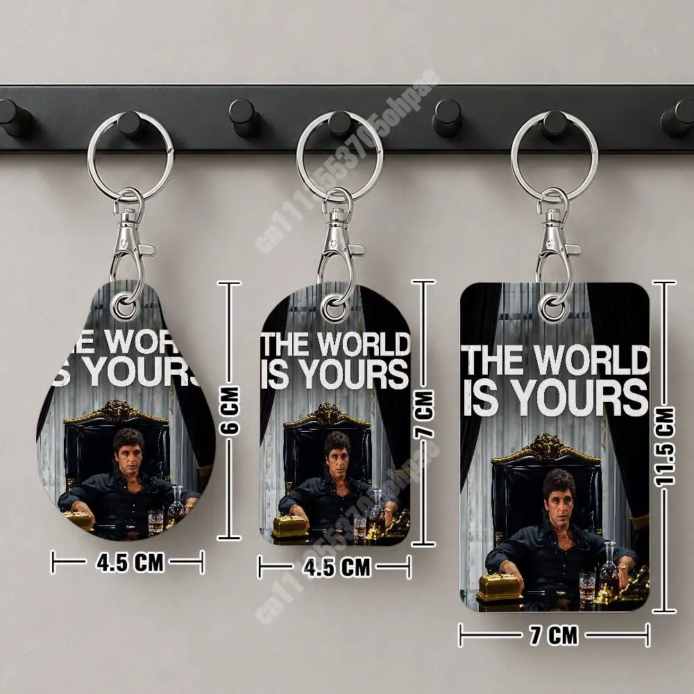 The World is Yours T-Tony M-Montana Leather Keychain Card Holder for Airtag & Luggage Tags Casual