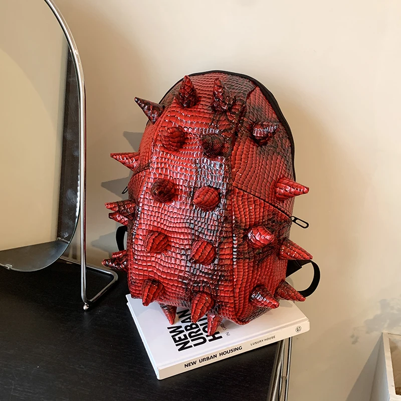 Creative 3D Hedgehog Shape Backpack Spiked Punk Style Novelty Shoulder Bag Funny Large Capacity Daily Travel Backpack for Women