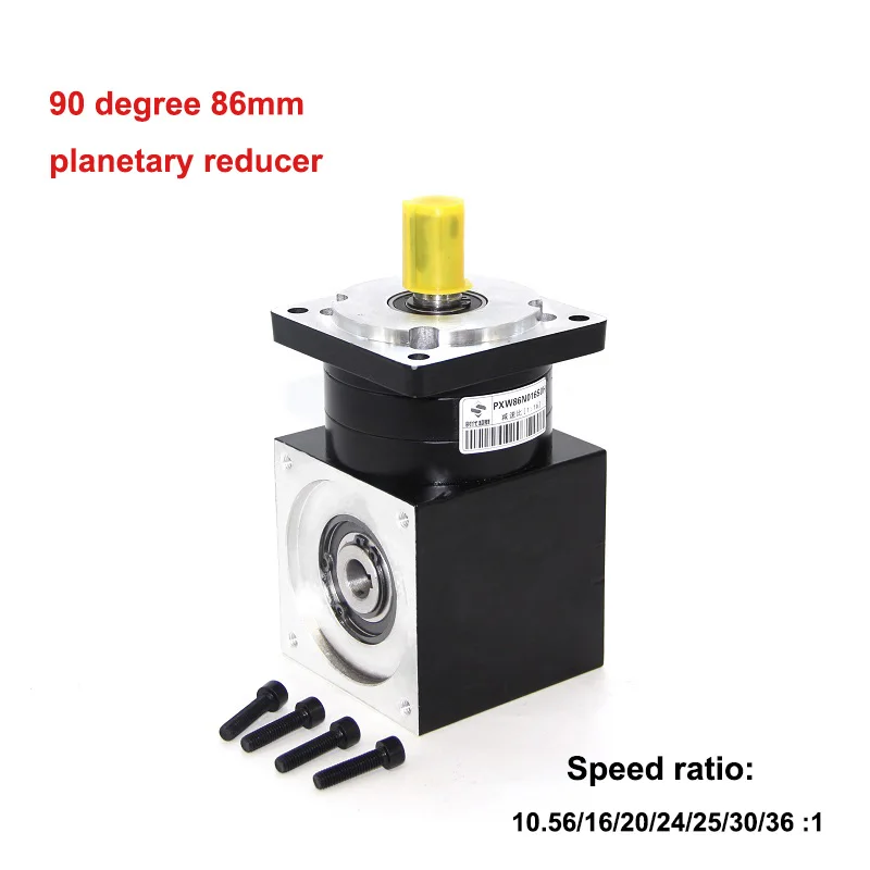 86mm Planetary Reducer 90 Degree Right Angle for Stepper Servo Motor Speed Ratio 10:1 16:1 20:1 24:1 25:1 30:1 36:1