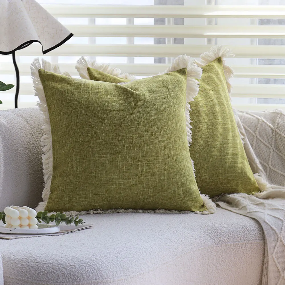 Multi-Color Cushion Cover Breathable Soft Tasseled Pillow Cover for Sofa Boho Style Decorative Pillow Case Summer Home Decor