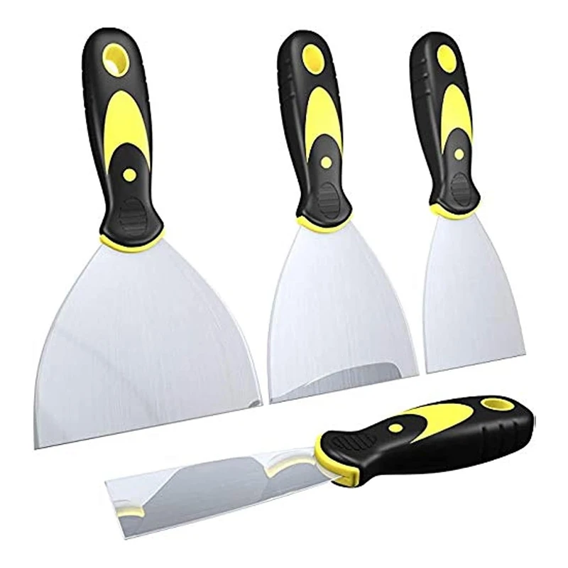 

4 Piece Putty Knife Scrapers, Spackle Knife As Shown Plastic For Drywall Finishing, Plaster Scraping, Wallpaper