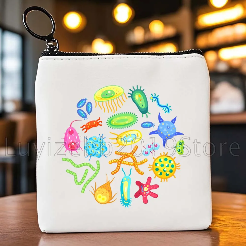 Grappige wetenschap biologie schoolleraar geschenken schattige DNA bioloog canvas portemonnee tas sleutel opslag kaart tassen cartoon portemonnee etui
