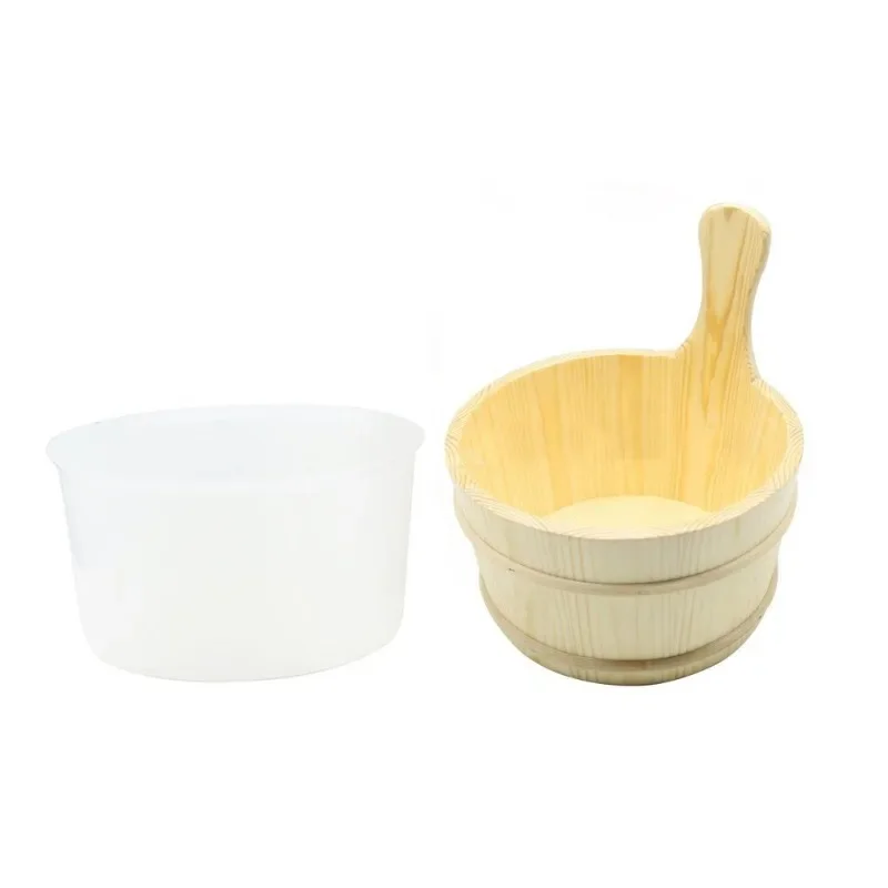 Imagem -04 - Sauna Room Accessories Balde de Madeira e Colher de Madeira Sweat Steaming Room Accessories Large Capacidade Inner Liner Matching