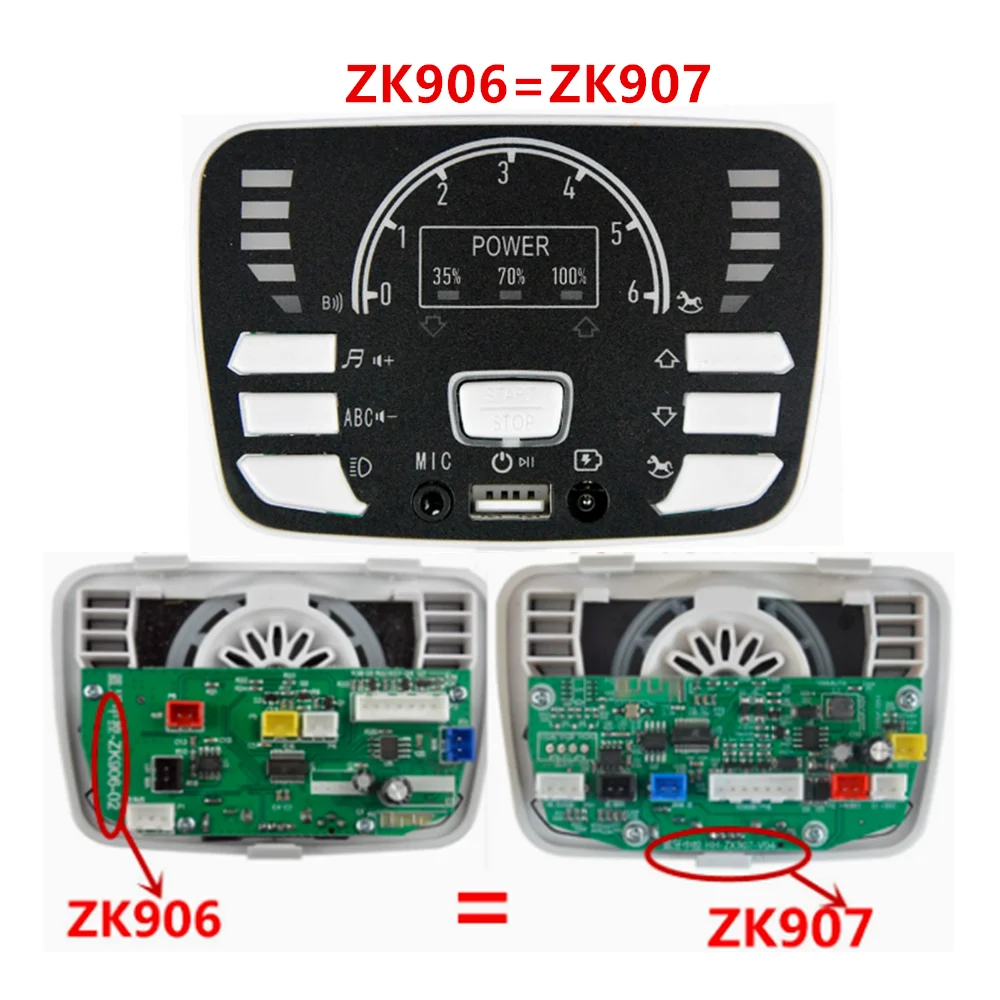 Wielofunkcyjny centralny kontroler pojazdu elektrycznego dla dzieci ZK906, płyta sterowania odtwarzaniem muzyki Bluetooth JR1750M i JR2158