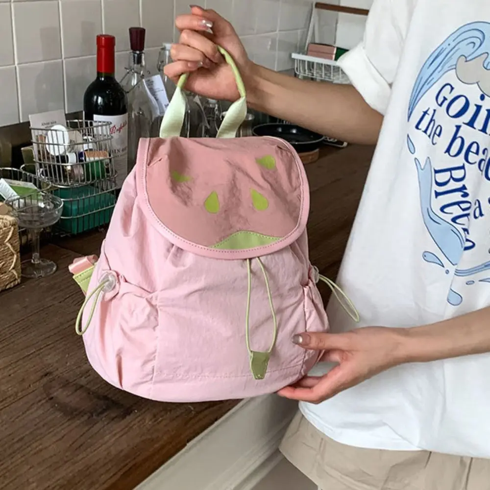 

Dopamine Color Outdoor Drawstring Backpack Travel Commute Fruit Nylon Backpack Book Bag Waterproof Hiking Shoulder Bag