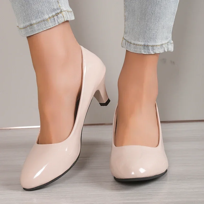 Women’s Pumps Nude Shallow Mouth Women Shoes Fashion Office Work Wedding Party Shoes Ladies Low Heel Shoes Summer Heels