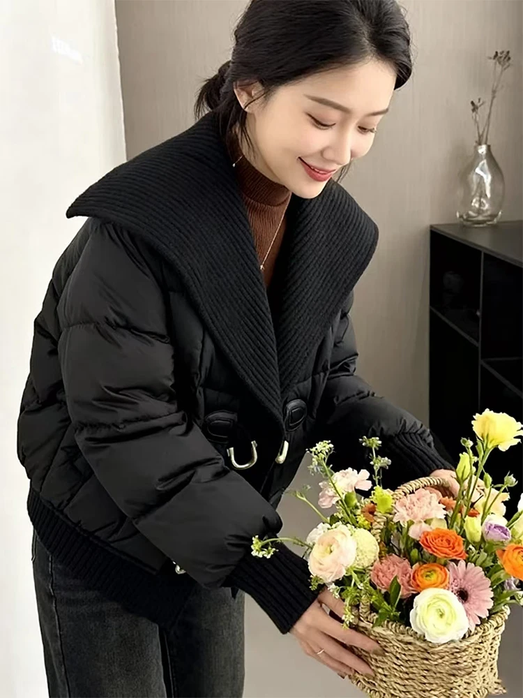 

Корейская хлопковая куртка в стиле пэчворк с воротником-стойкой, женская зимняя тонкая трикотажная хлопковая одежда, элитная одежда Bla Faion Out...