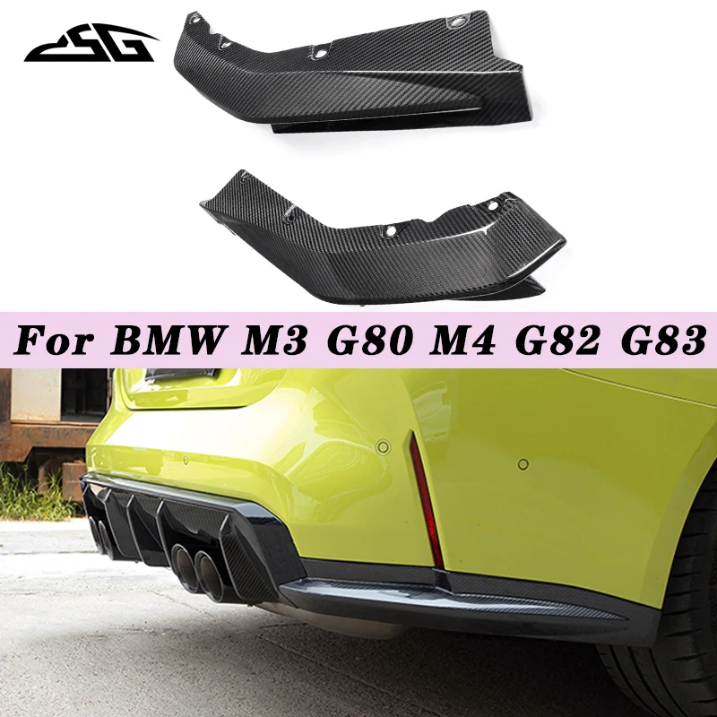 For BMW M3 G80 M4 G82 G83 Carbon Fiber Rear Side Fins Winglet Car Flaps Apron Trim Canard Splitter Body Kit