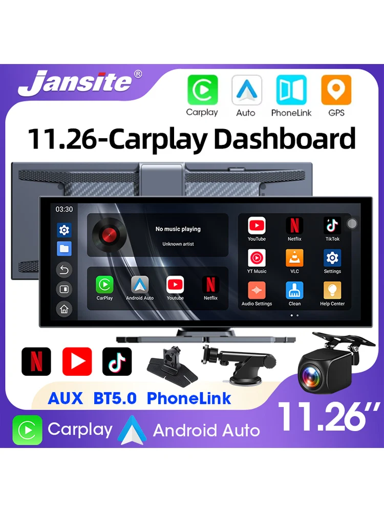 Universele 11,26 "inch Android WIFI auto multimedia speler Bluetooth draadloze Carplay auto monitor scherm voor YouTube voor Netflix - afbeelding 2