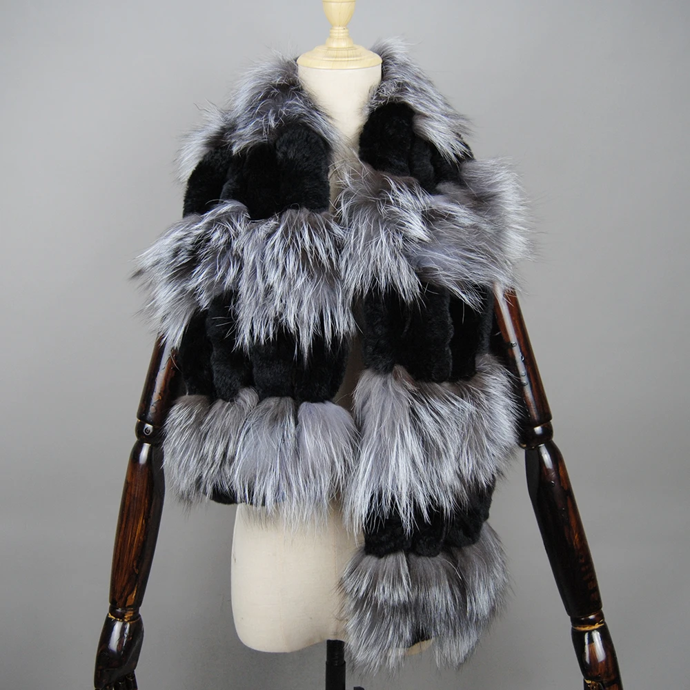 2025 신상 여성 겨울용 따뜻한 정품 여우털 스카프 여성 패션 넥워머 여성 스카프 리얼 렉스 토끼털 스카프