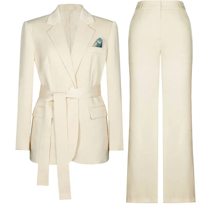 

Spring 2025 Women's Fashionable Commute Suit Set High Quality Fabric Long Sleeve Long Pants Elegant Style Professional Workwear