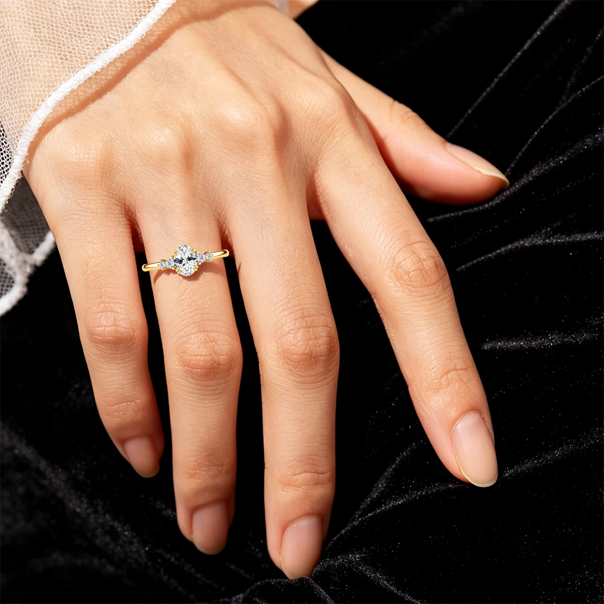 1,5 Karat 925 Sterling Silber Prachtvoller Glänzender Ovaler Moissanit-Ring für Damen, Verlobungs- und Hochzeits-Halb-Ewigkeitsring mit Zertifikat – Detail 7