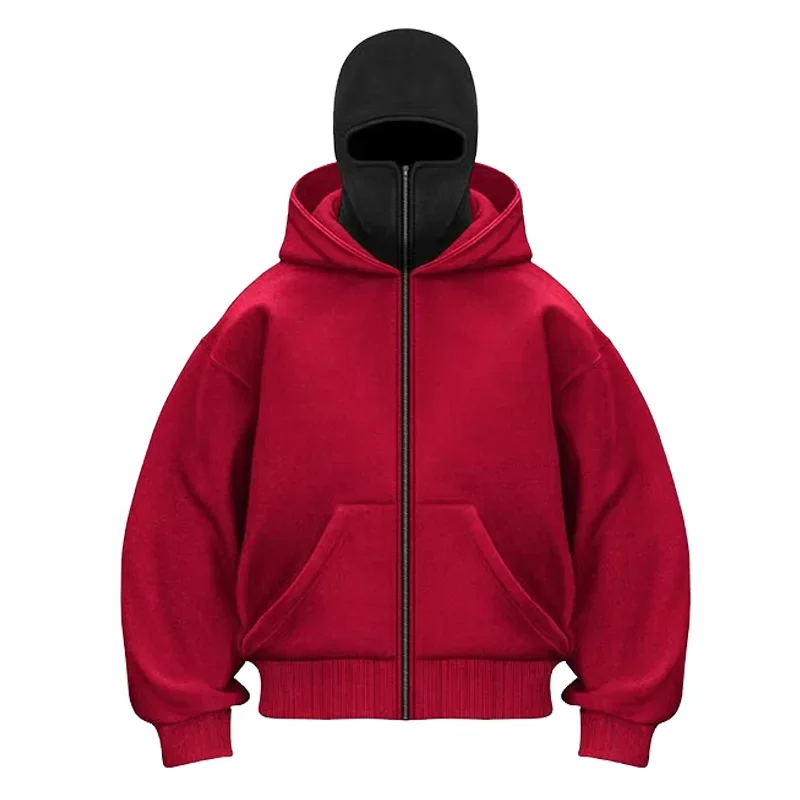 Men's Zipper Pocket Men's European-sized Double Hooded Sweatshirt Long-sleeved Pullover, Fashionable Hooded Sweatshirt