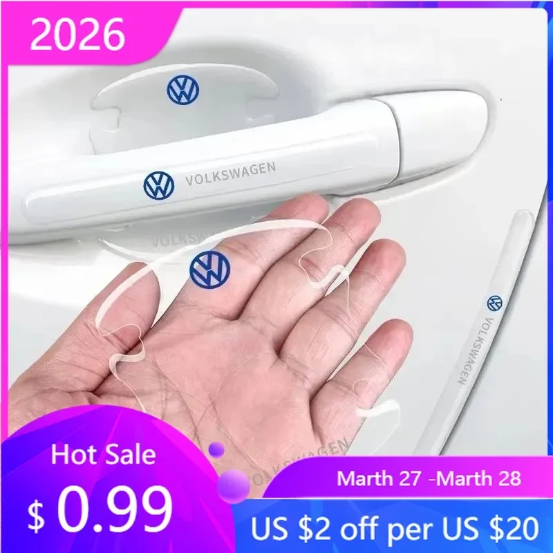 

VW GTI GOLF 2026 Hot For VW VOLKSWAGEN Car Door Bowl Handle Protector Stickers Transparent Anti-scratch Film For VW Volkswagen G