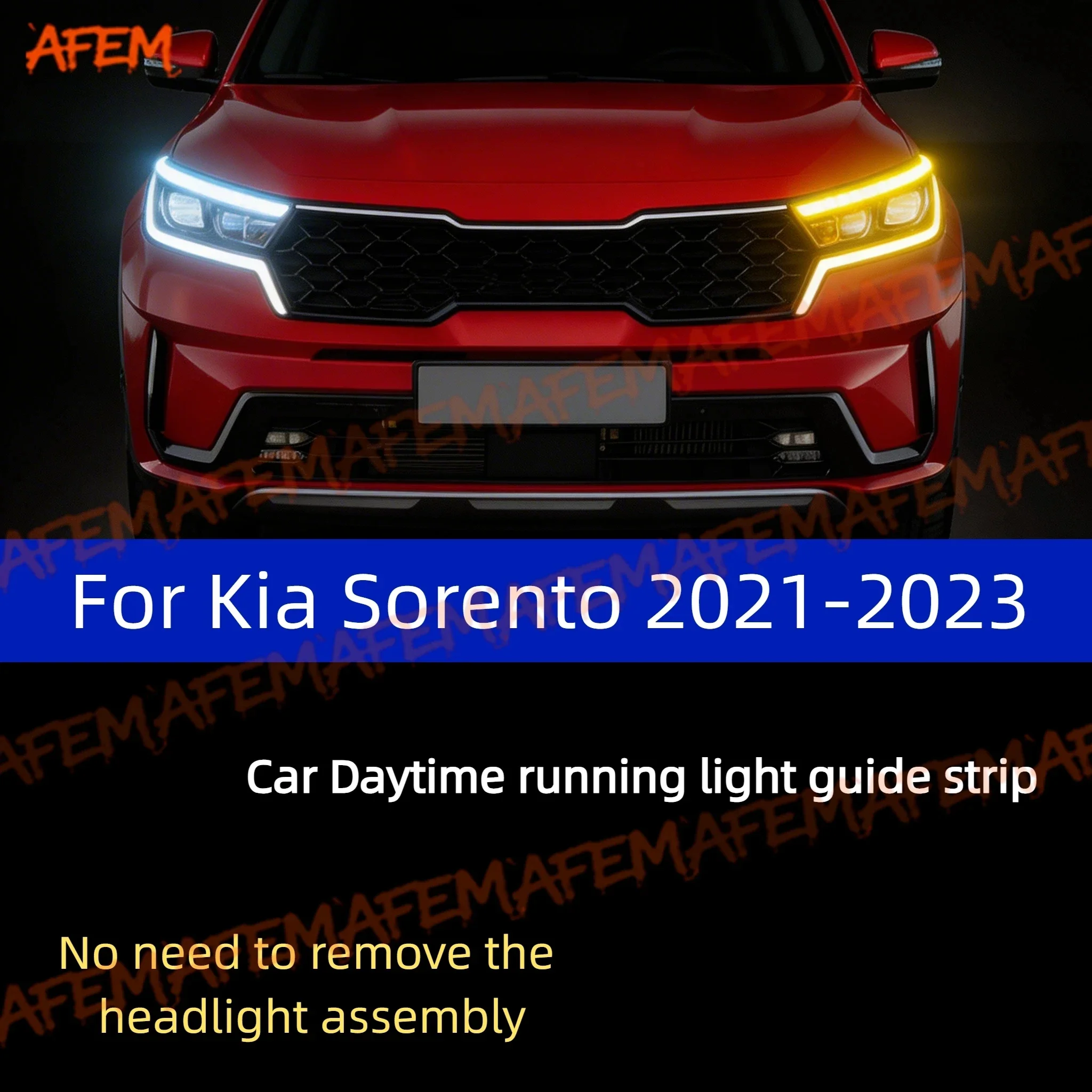 Car DRL Daytime Running Light Start Scan Style Sequential Flowing Turn Signal Light Ultra-Thin LED For Kia Sorento 2021-2023