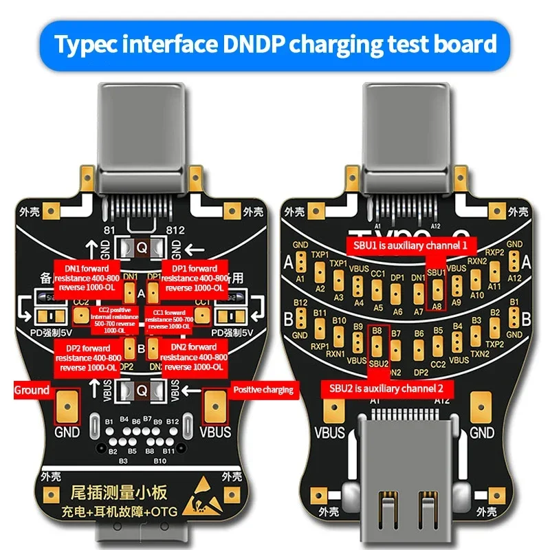 

WL Ремонт мобильных телефонов DNDP Зарядная вилка Тестовая плата Подходит для iPhone Android Lightning Series TYPE C USB-тестер Инструменты