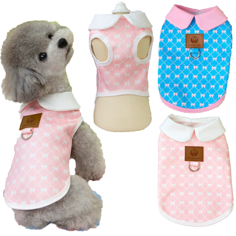 Cat Dog Hoodies Clothes Pink Blue Pet Dog Clothes Sleeveless Dog Sweatshirt Shirt For Small Dogs Chihuahua Yorkie Lapel Apparels