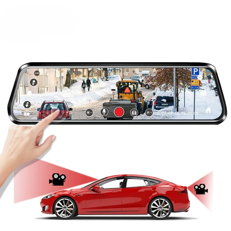 

New rearview mirror dashboard cam 1080P 10 inch full high definition touch dual lens rearview night vision car digital camera