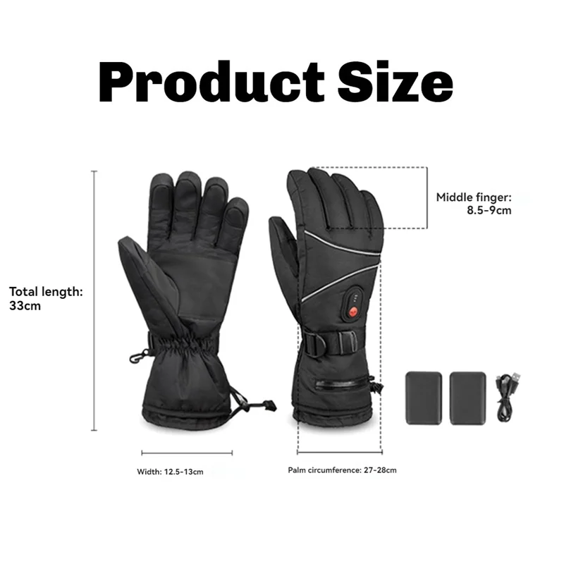 1 Pair Thermal Gloves Windproof Electric Heating Gloves Men Women For Ski Cycling For Motorcycle Heated Gloves