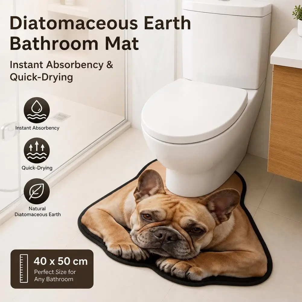 40x50cm Irregular Animal Bathroom Floor Mat U-Shaped Toilet Seat Mat Diatomaceous Earth Absorbent Splash Proof Mat