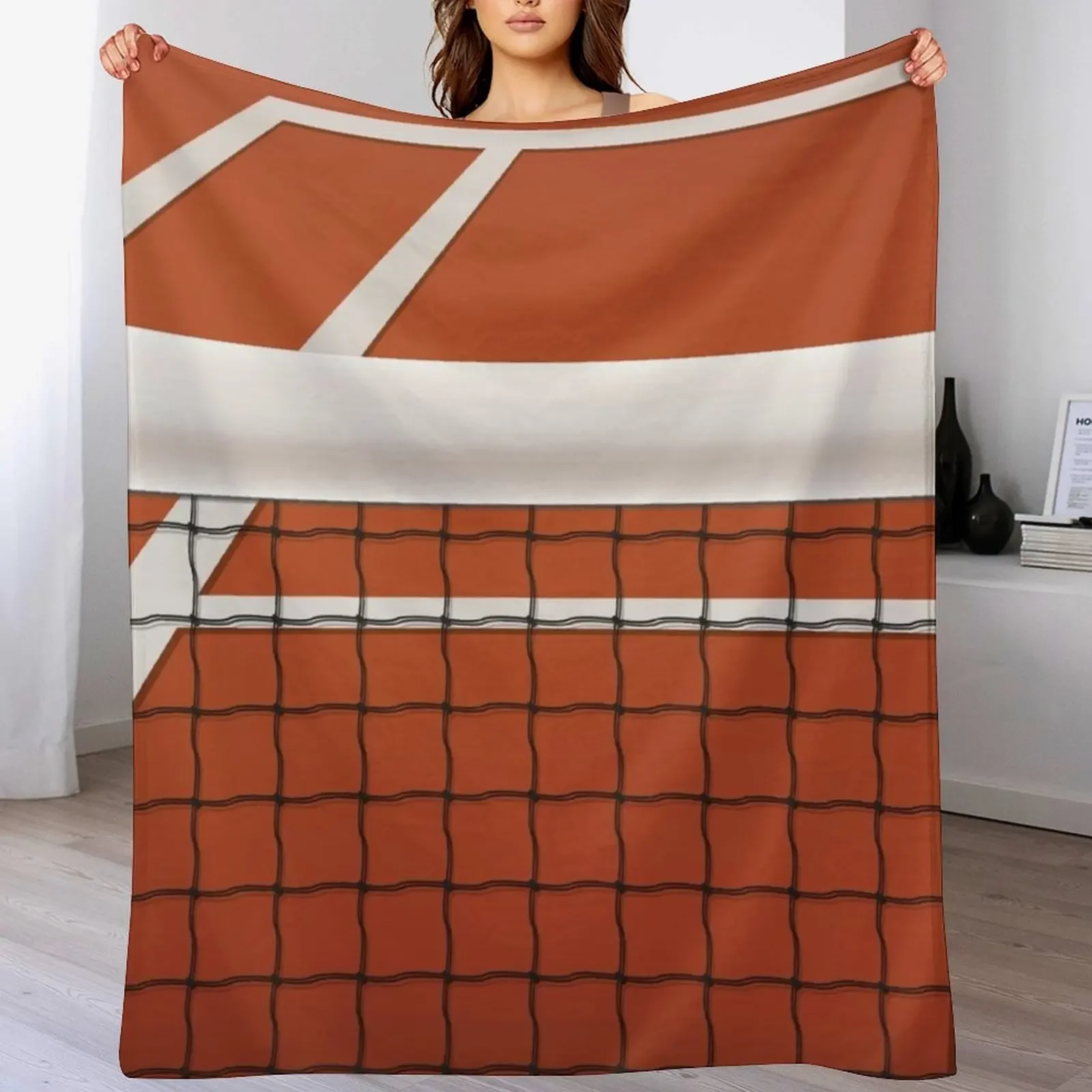 

Tennis Clay Court Game Set Match Player Family Tennis Throw Blanket Flannel Fabric Summer christmas gifts Weighted Blankets