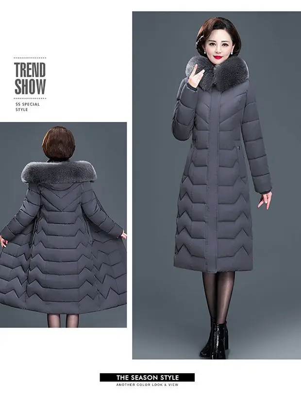 Middle Aged Mother Down Cotton Jacket 6XL Winter Oversized Thick Hooded Coat Windproof Rainproof Female Warm Long Parka Overcoat