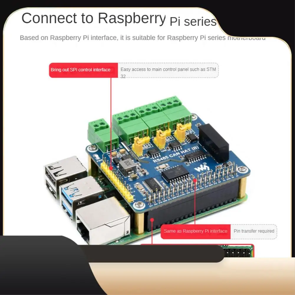 

Плата расширения Waveshare RS485 CAN HAT RS485 CAN для Raspberry Pi позволяет стабильное общение на большие расстояния через RS485/CAN-T44C