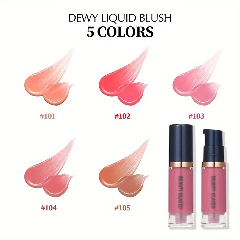 BEAUTY GLAZED Liquid Blush ติดทนนานกันน้ํากันน้ําน้ําหนักเบา Non-Fade Natural Cheek Blusher On Face Make Up