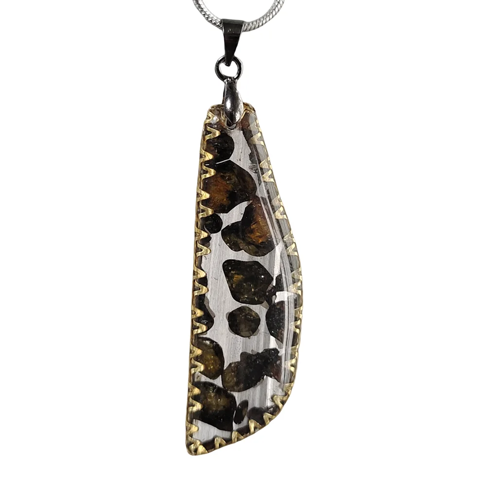 Brenham Olivine Meteorite Pendant Men's and women's Jewelry Natural Olivine Meteorite Specimen Necklace - CB190