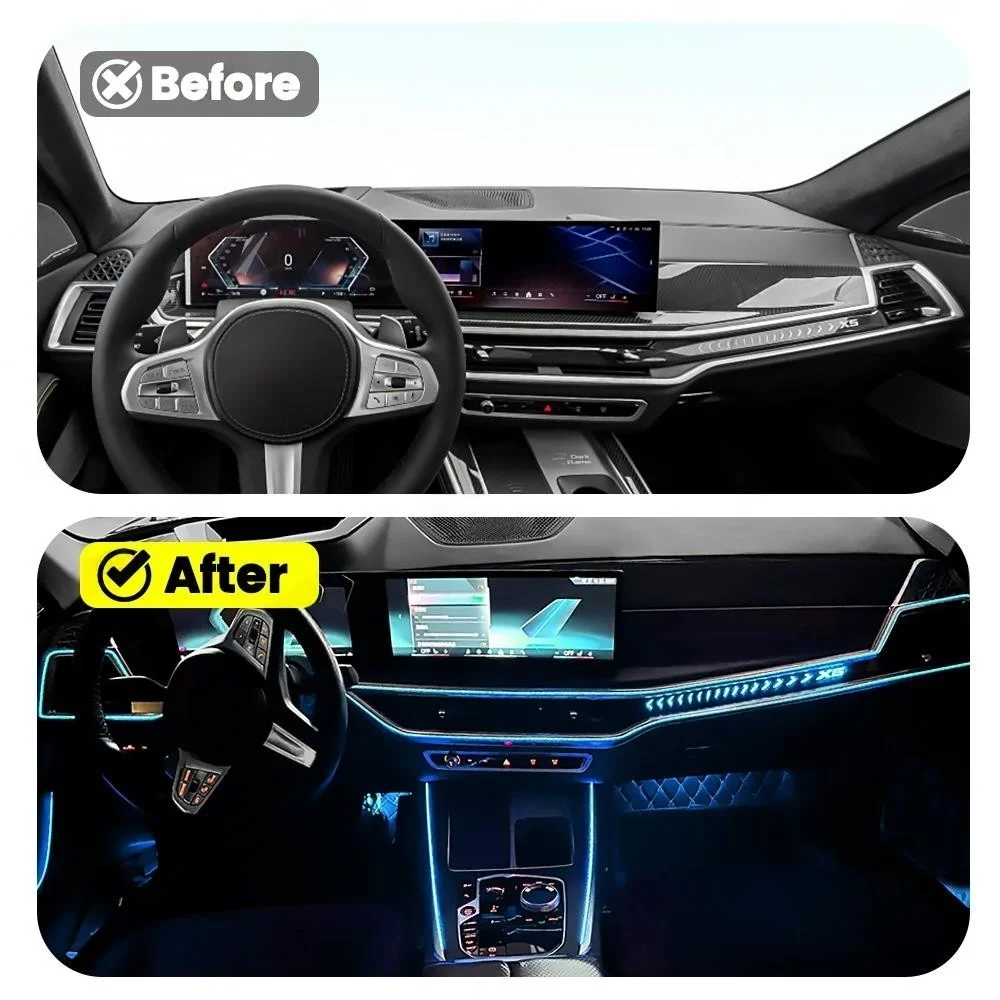 

Для BMW X5 X6 X7 G05 G06 G07: 11-цветная светодиодная подсветка центральной консоли, автомобильная LED-подсветка для интерьера, точное соответствие, улучшение интерьера.