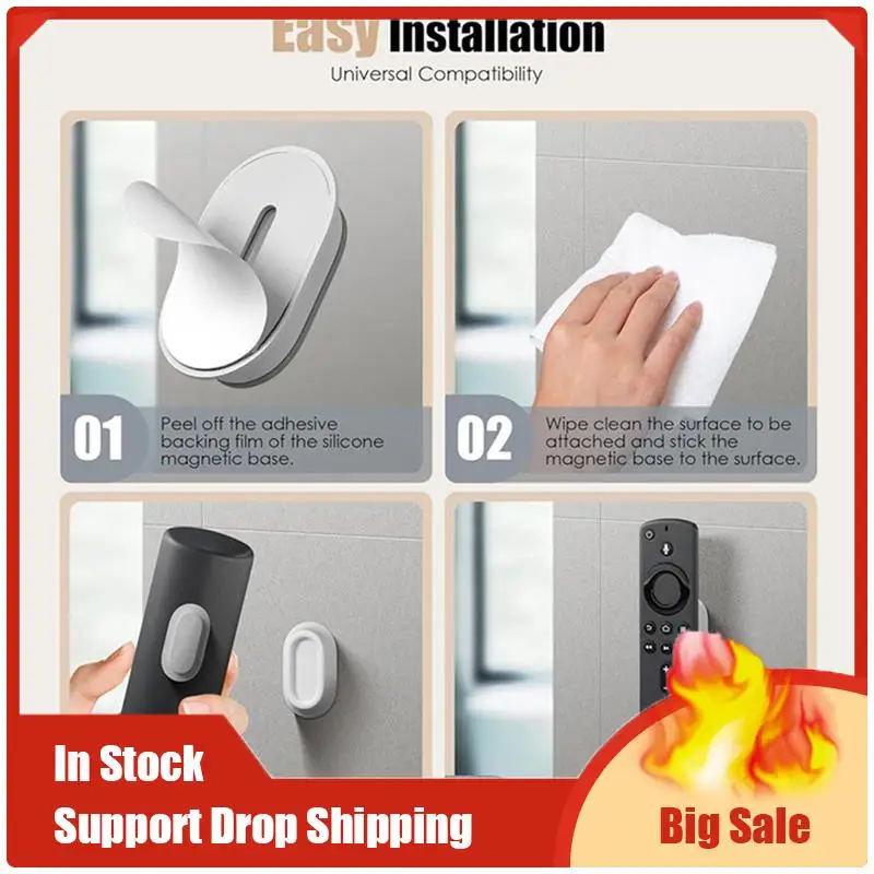 Top Deals Magnetic Remote Control Holder Wall-Mount, No-Drill, Self-Adhesive Storage Bracket For TV Remote Controls