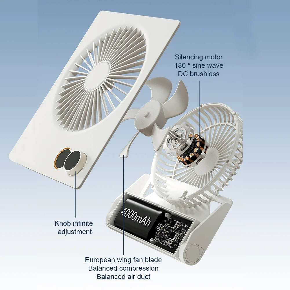 Ventilador de refrigeración portátil silencioso con Control remoto y velocidad del viento ajustable para uso en el hogar, la Oficina y al aire libre