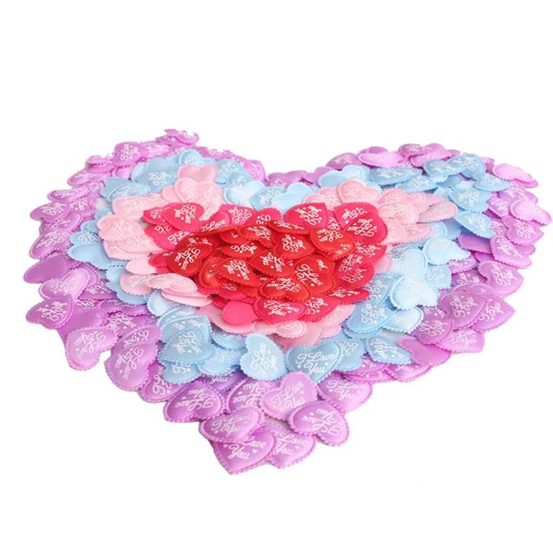 Tela de satén de esponja romántica, pétalos de corazón, mesa de boda, manualidades, fiesta, decoraciones de San Valentín, 5 colores, 35mm, 100 Uds.