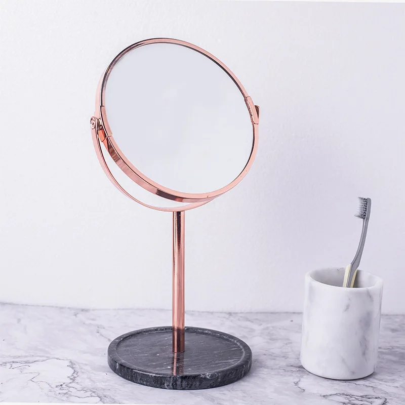 Desktop marble makeup mirror rotating dressing home small table mirror desktop ornaments