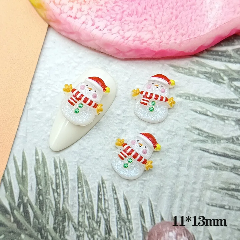 40PCS 3D Acrylic Cartoon Design Christmas Nail Art Decoration Charms Kawaii Accessories For Manicure Nails Supplies Products 3