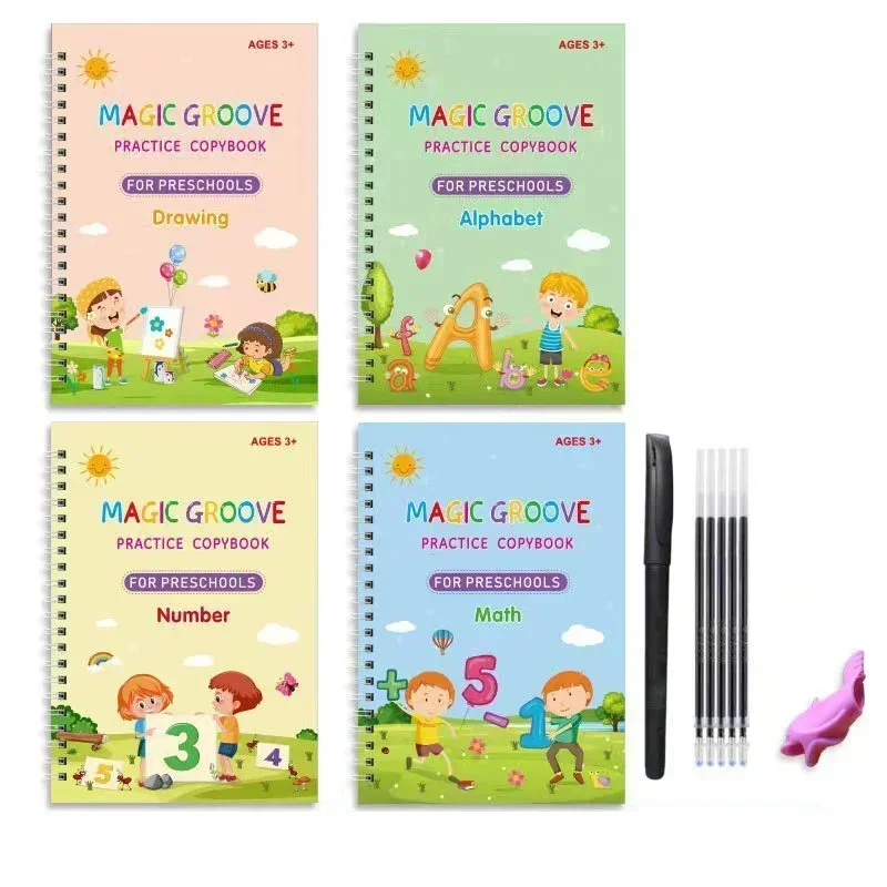 Reusable Practice Copybook Magic Copybooks for Kids Handwriting Workbooks for Preschools Grooves Template Design Aid