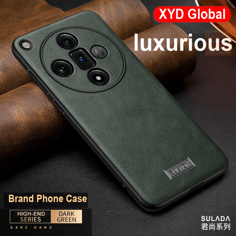 For Oppo Find X7 Ultra Case Genuine Leather High end Brand Phone Back Case For Oppo Find X7 Ultra Cover Bumper Shell Luxury Skin