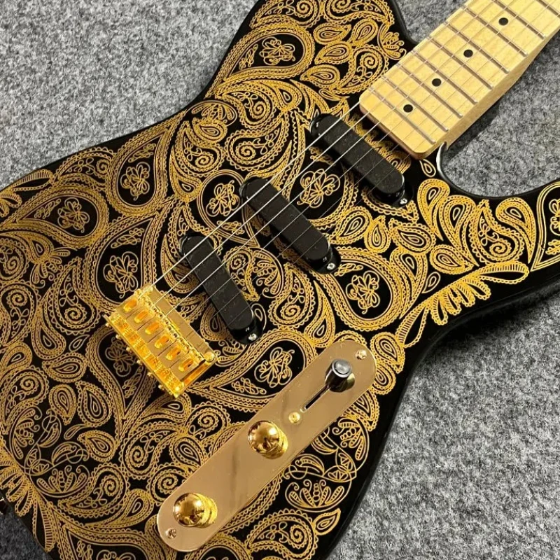 

Электрогитара с корпусом из ольхи TLE, накладкой на гриф из клёна, фиксированным креплением струн, бесплатная доставка, подарок на Новый год