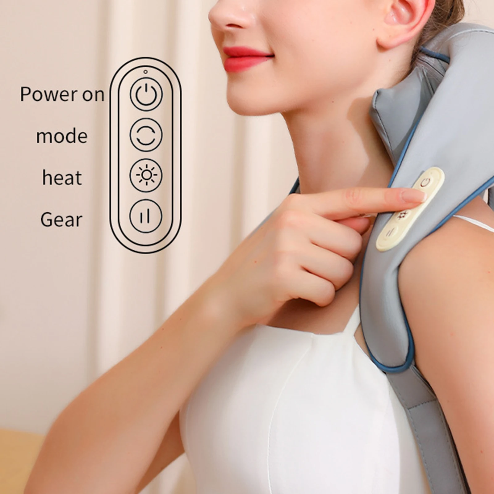 Neck Massager with Heat Neck and Back Massager Rechargeable Shoulder and Neck Massage Shawl for Family Female