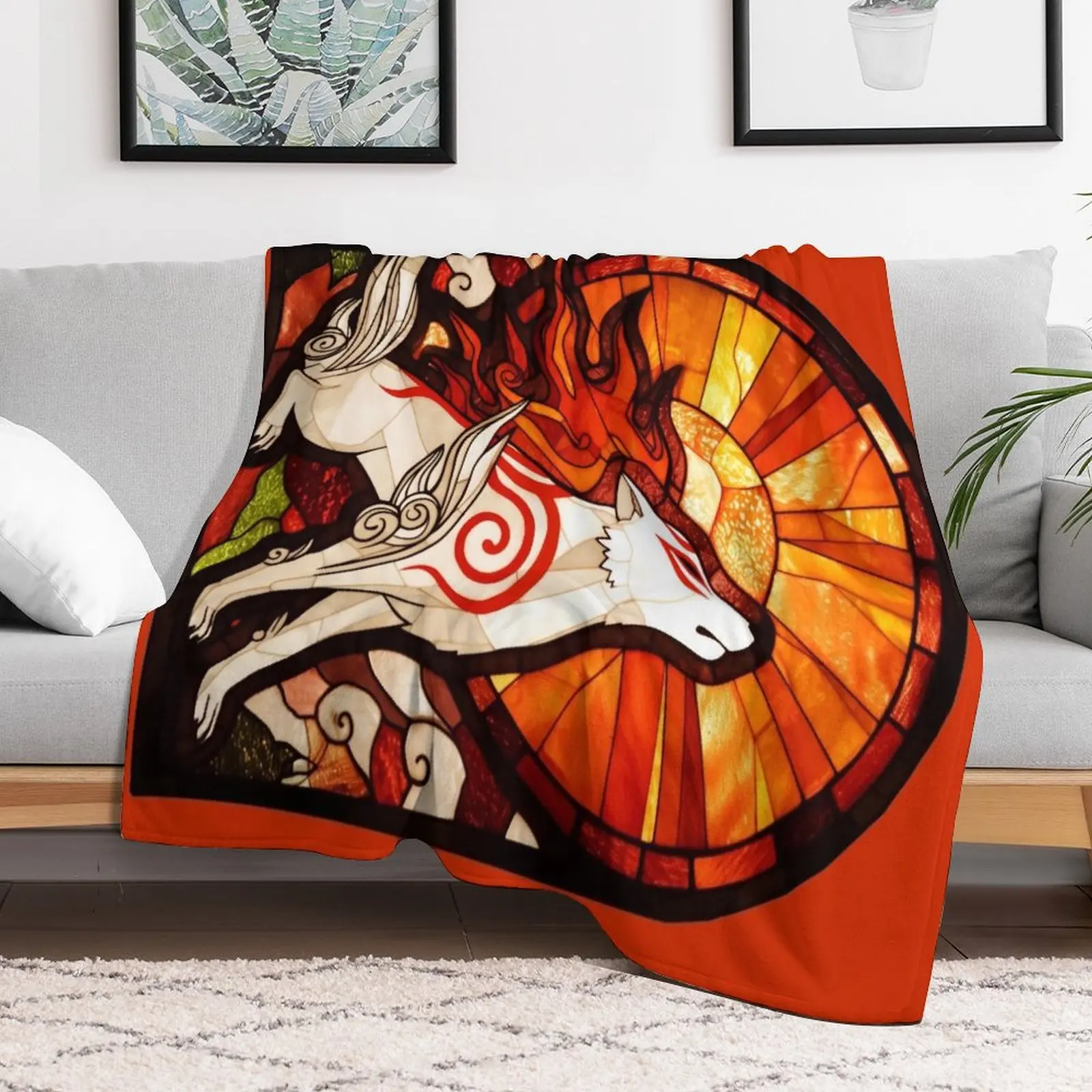 

Stained Glass Amaterasu Throw Blanket Soft Plush Plaid Blankets For Baby Blankets